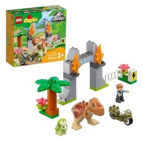 LEGO DUPLO Jurassic World T-Rex & Triceratops Dinosaur Breakout Building Toy Set